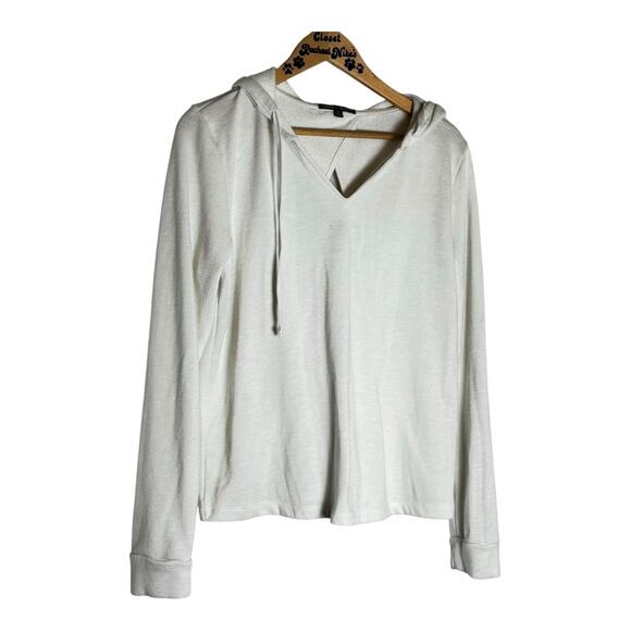 Threads 4 Thought Tops - Thread for Thought Women’s White Keyhole Hoodie Top Size Large